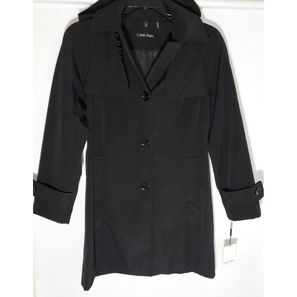 Calvin Klein S Hooded Single-Breasted Trench Coat